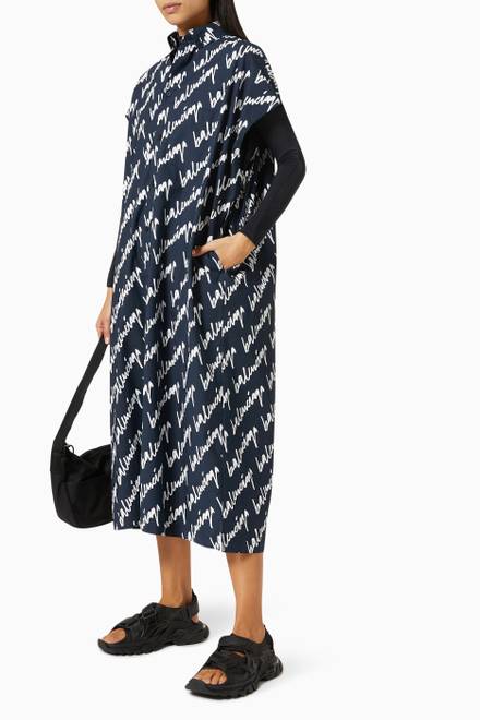 hover state of Scribble Rawcut Shirt Dress in Cotton Poplin   