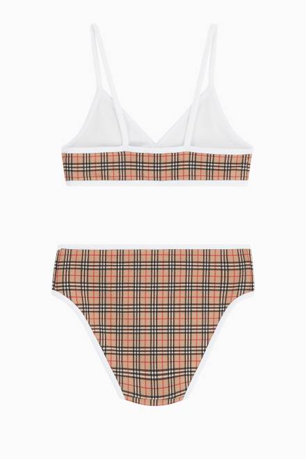 hover state of Check Print Bikini Set in Recycled Polyester  