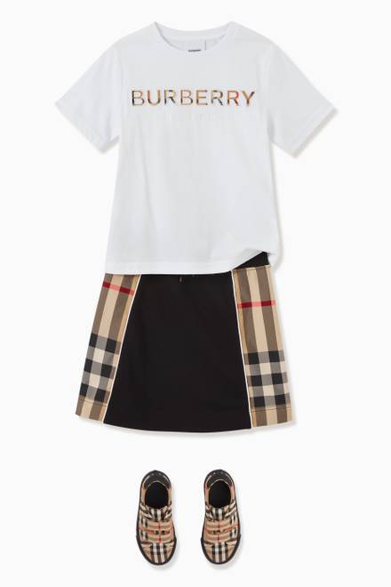 hover state of Milly Side Checks Skirt in Cotton  