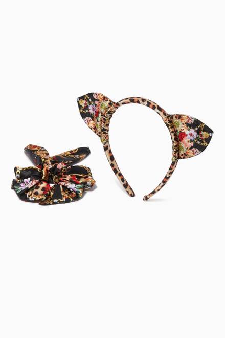 hover state of Cat Ear Headband & Scrunchie Set      