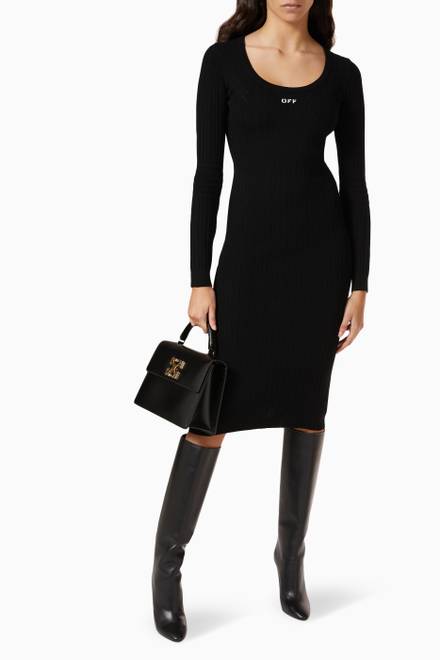 hover state of Logo Dress in Ribbed Cotton 