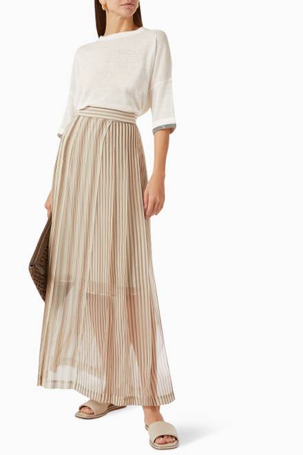 hover state of Pinstripe Skirt in Silk Chiffon   