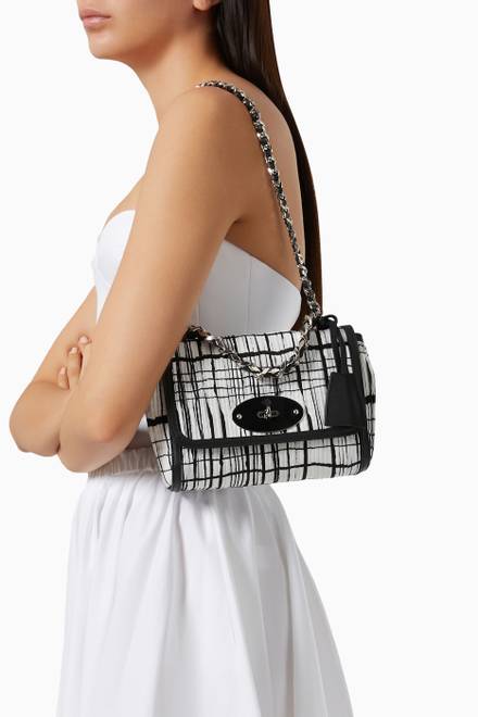 hover state of Lily Top Handle Bag in Pleated Check Fabric   