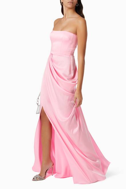 hover state of Hudson Draped Gown in Satin Crepe 