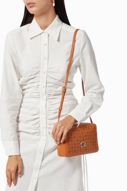 hover state of Crossbody Bag in Embossed Leather    