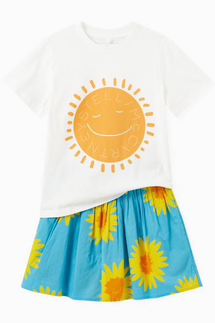 hover state of Sunflower Print Skirt in Sustainable Cotton 