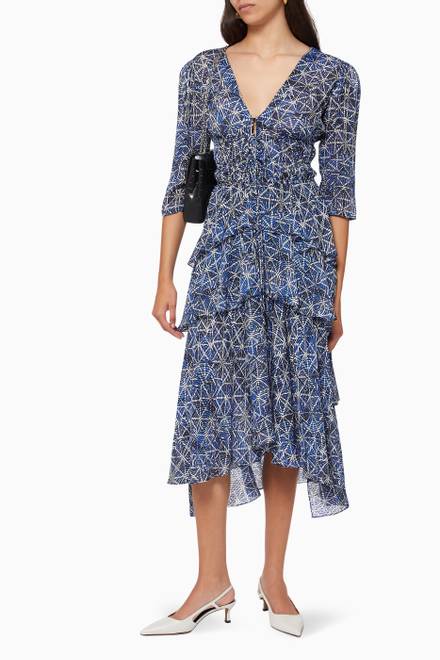 hover state of Rufflani Floral Dress in Crepe  