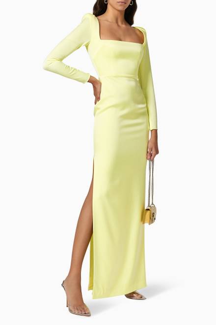hover state of Lawson Portrait Column Gown in Satin Crepe 