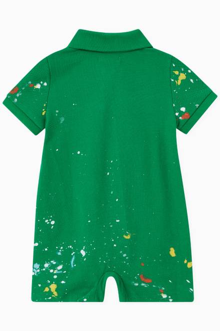 hover state of Paint Splatter Polo Romper in Cotton Piqué  