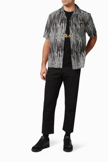 hover state of Sound Wave Print Revere Shirt in Cotton Tencel Blend   