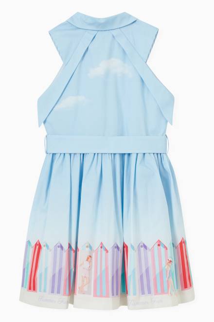 hover state of Cloud Print Bow Detail Dress in Cotton