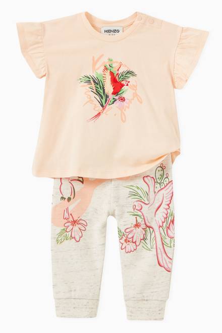 hover state of Tropical Print Ruffled T-shirt in Organic Cotton