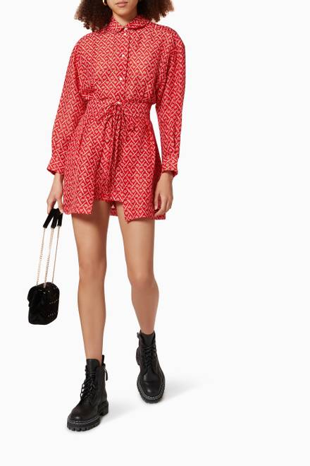 hover state of Heart Print Belted Playsuit in Linen 