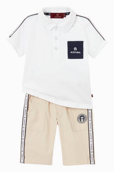 hover state of Logo Tape Polo Shirt in Cotton  