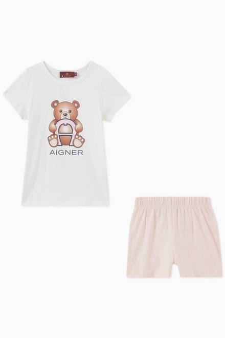 hover state of Teddy Logo T-shirt & Shorts Set in Jersey     