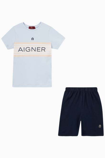 hover state of Logo T-shirt & Shorts Set in Jersey      