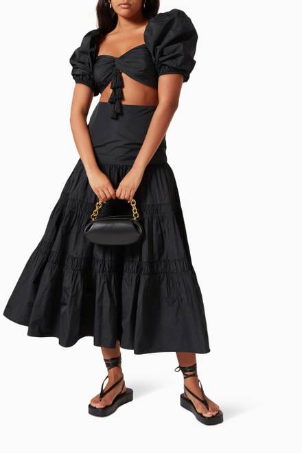 hover state of Twist Front Crop Top in Taffeta  