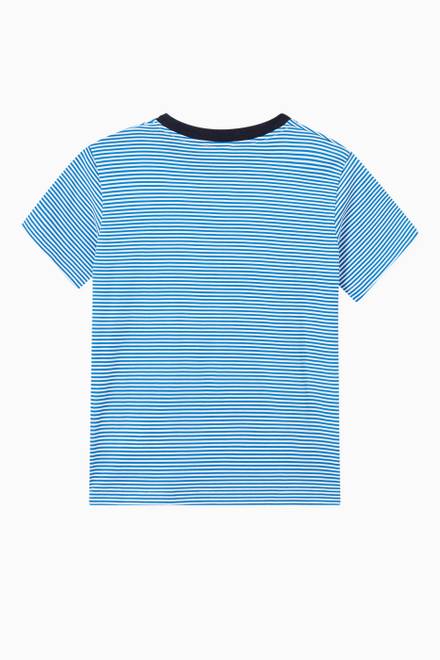 hover state of Striped Logo Print T-shirt in Cotton Jersey  