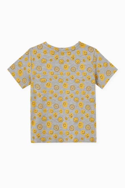 hover state of Allover Smiley Print T-shirt in Organic Cotton Jersey  