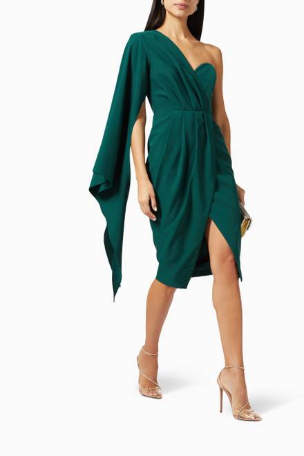hover state of One Shoulder Draped Wrap Dress  