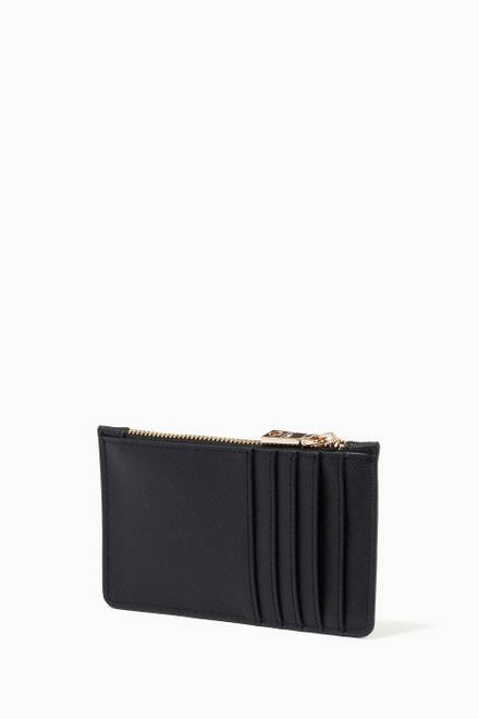 hover state of Zip Card Holder in Textured Faux Leather     
