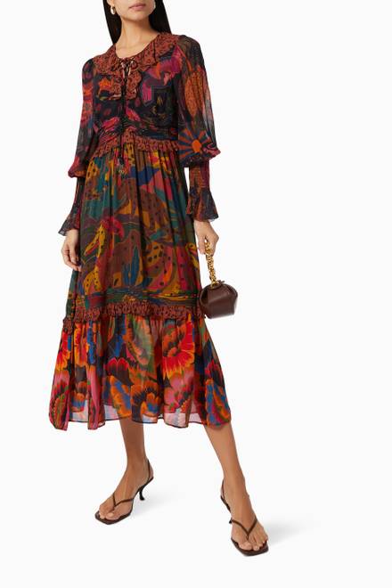 hover state of Mixed Leopards Jungle Midi Dress in Viscose   