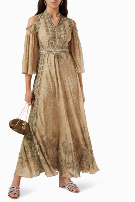 hover state of Embellished Maxi Dress in Georgette   