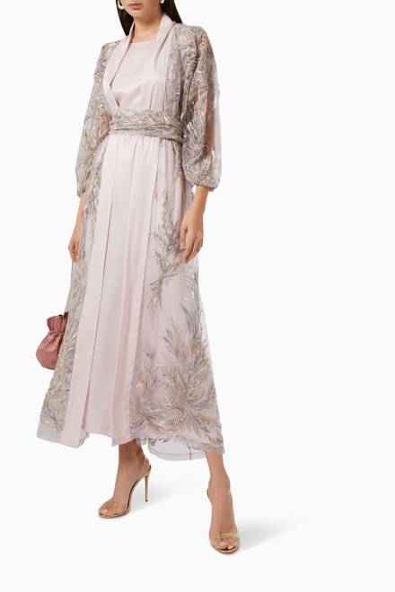 hover state of Embellished Abaya & Inner Dress Set