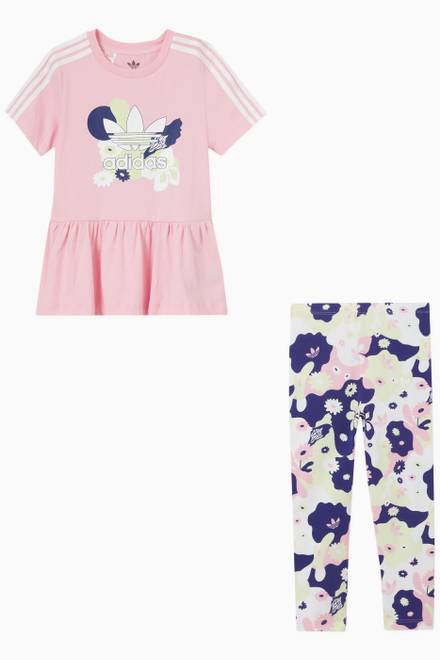 hover state of Floral Dress and Leggings Set