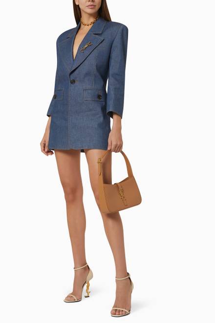 hover state of Single-breasted Tailored Dress in Denim