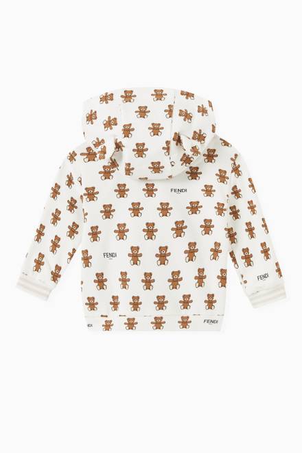 hover state of Teddy Print Zip Hoodie in Cotton Jersey 