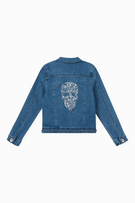 hover state of Embroidered Denim Jacket in Organic Cotton