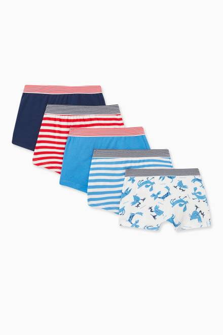 hover state of Patterned Boxers in Cotton, Set of 5