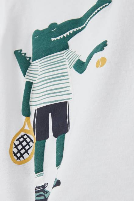 hover state of تي شيرت جيرسيه مزين بتمساح يلعب تنس