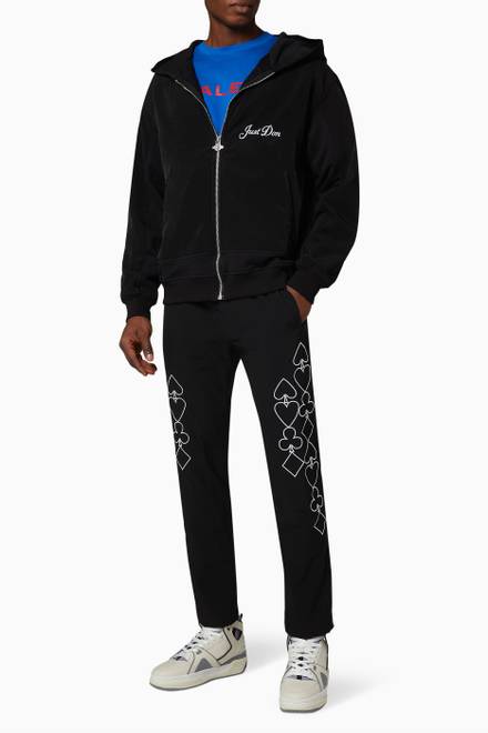 hover state of Embroidered-Logo Zip-Up Hoodie in Cotton