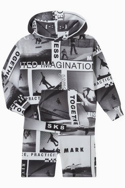 hover state of Newspaper Print Hoodie in Jersey   