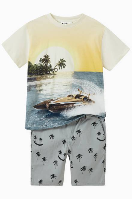 hover state of Palm Tree Print Shorts in Cotton