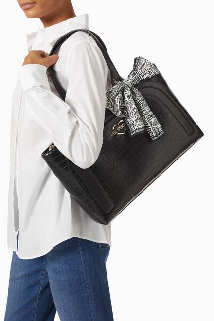 hover state of All-over Logo Foulard Shopper in Faux Leather 