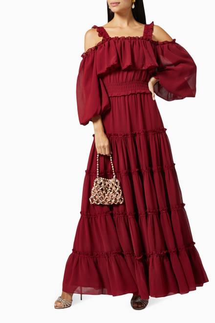 hover state of Viona-B Tiered Maxi Dress in Chiffon 