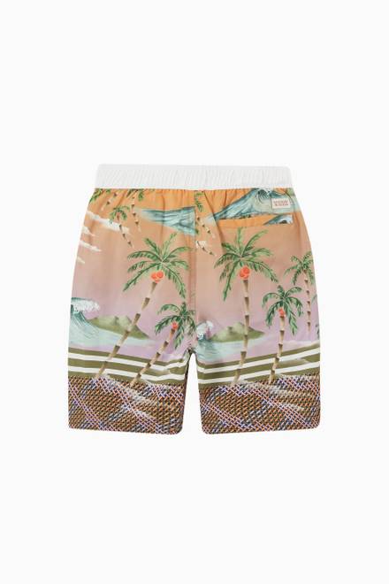 hover state of Gradient Graphic Print Swim Shorts 