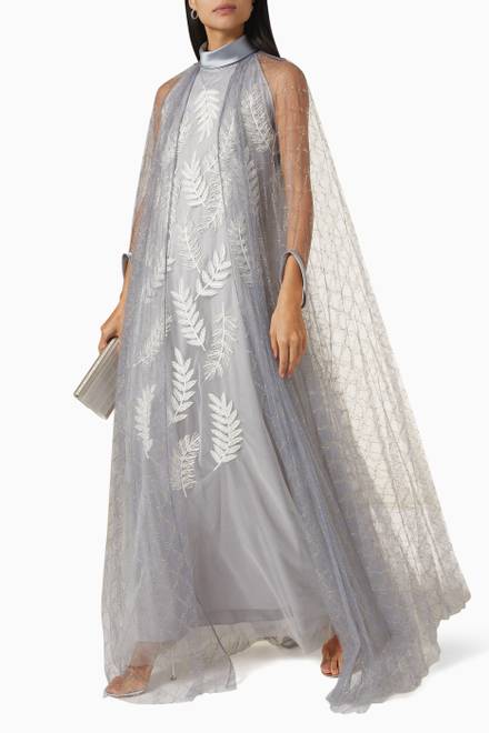 hover state of Sequin Embellished Cape Dress in Tulle