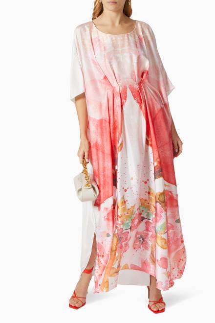 hover state of Blossom Farasha Kaftan Dress in Silk 