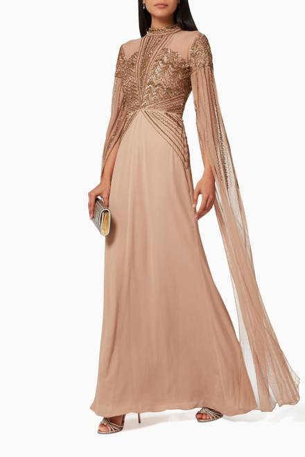 hover state of Cap Sleeve Gown in Beaded Tulle
