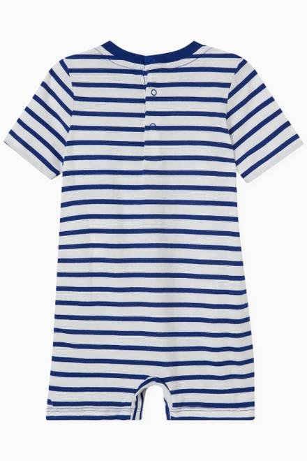 hover state of Striped Polo Bear Romper in Cotton