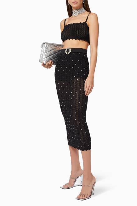 hover state of Hotfix Midi Skirt in Lace Knit 