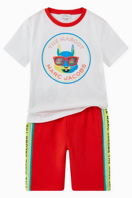 hover state of Contrasting Logo-Band Shorts in Cotton   