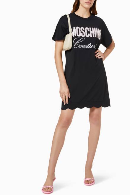 hover state of Embroidered Logo T-shirt Dress in Cotton Jersey 
