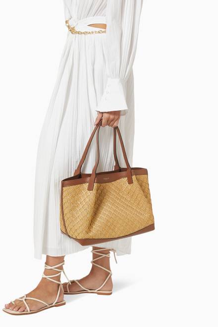 hover state of Small Secret Bag in Raffia and Seta Leather