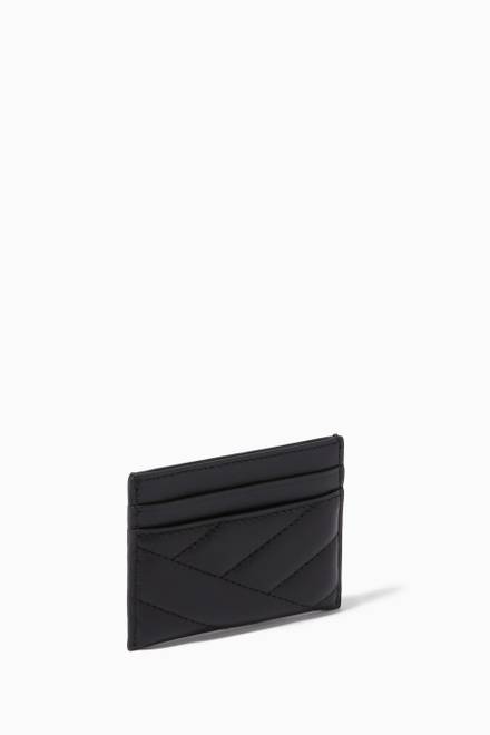 hover state of Kira Chevron Card Case in Quilted Leather      