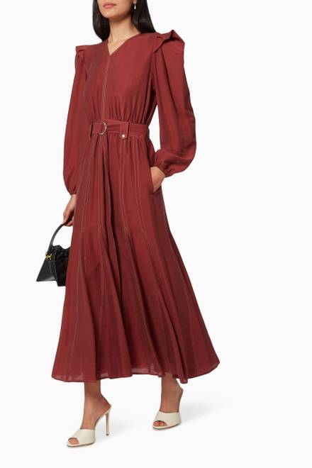 hover state of Long Sleeve Belted Dress    
